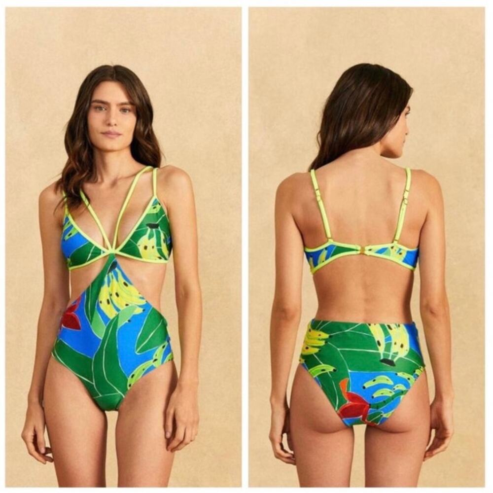 FARM Rio Green and Blue One Piece Swimsuit